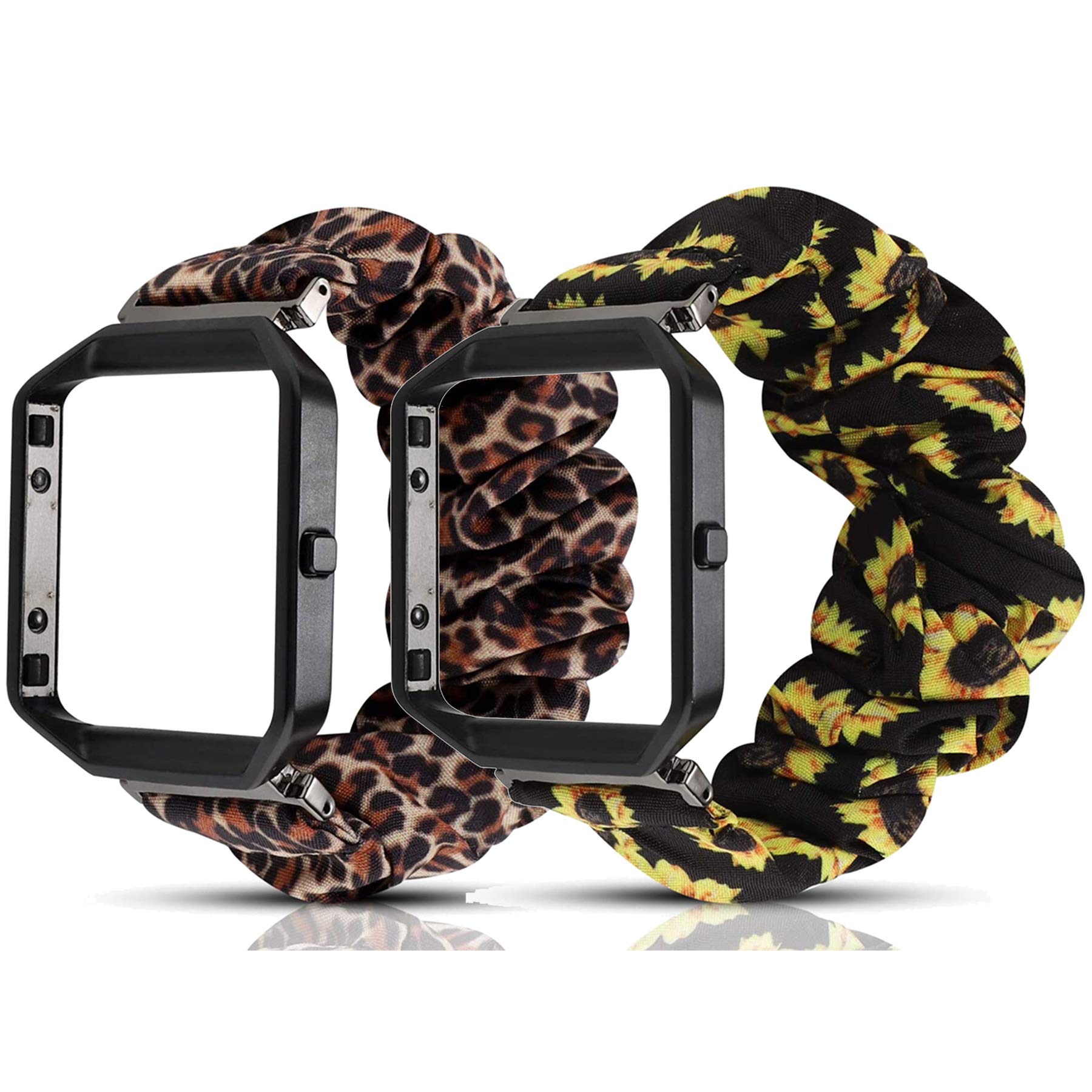 Fit for Fitbit Blaze Bands with Frame, Feminine Elastic Stretch Fabric Scrunchy Replacement Watch Band Straps Dressy Elegant Bracelet Accessory Wristbands Fit for Fit bit Blaze Women Men