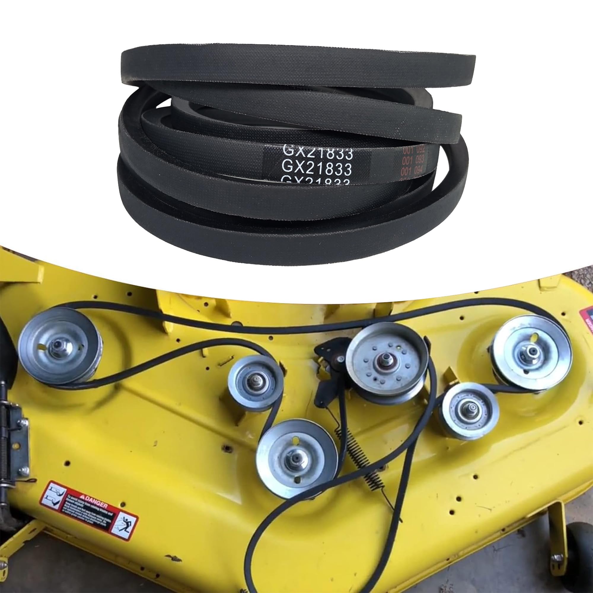 GX21833 - Correa de transmisión para cortacésped, correa de repuesto para John Deere GX21833 GX20571, compatible con John Deere D140 D150 D160 L120 L130 145 155 con cubierta de 48 pulgadas,