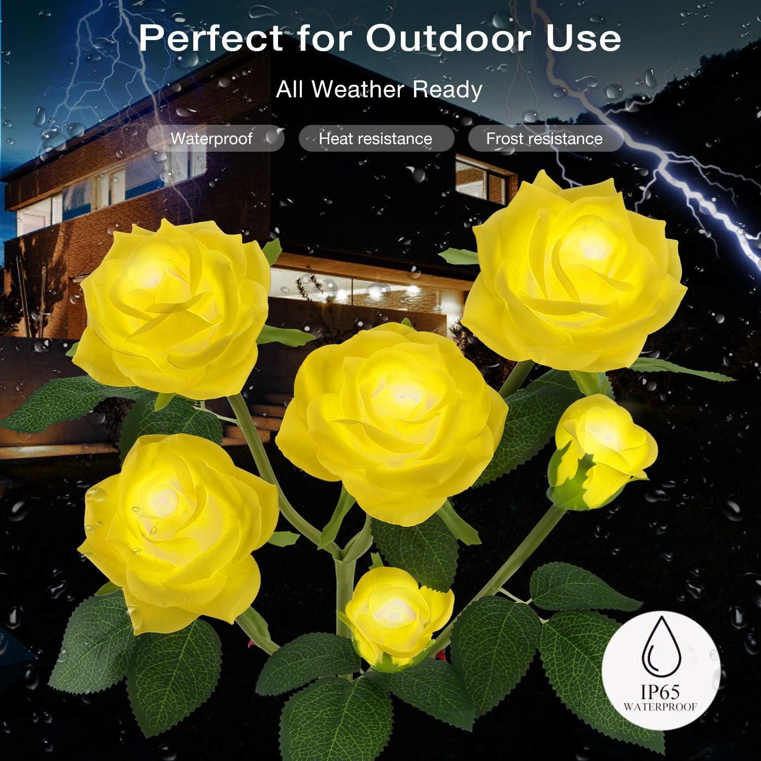 TYNLED Outdoor Solar Garden Stake Lights,Upgraded LED Solar Powered Light with 6 Rose Flowers, Waterproof Solar Decorative Lights for Patio Pathway Courtyard Garden Lawn