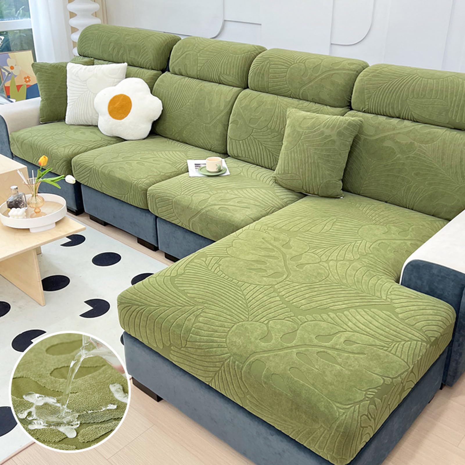 Housse de canapé d'angle en velours extensible pour salon chic