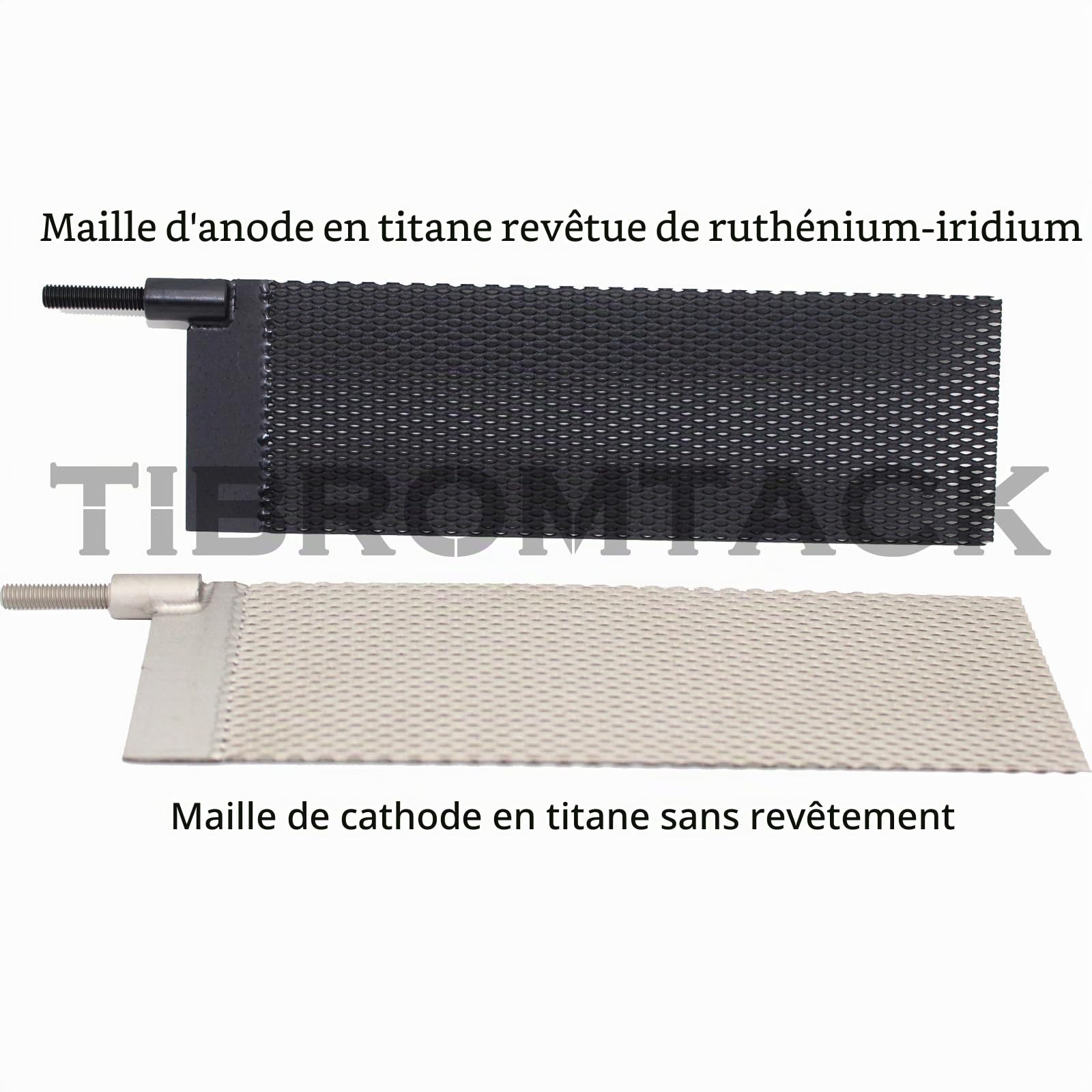Electrodes en titane pour applications électrochimiques, 2PCS Titane Anode Mesh avec revêtement MMO Ruthénium-Iridium et Cathode Electrolytic Mesh sans revêtement pour le nettoyage des piscines