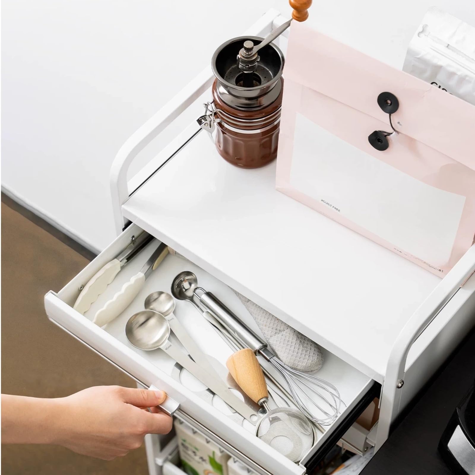 Carro de Almacenamiento Cocina con cajones 4 Niveles, Estante Organizador Cesta Frutas y Verduras rodante Carro Utilitario(Pequeño)