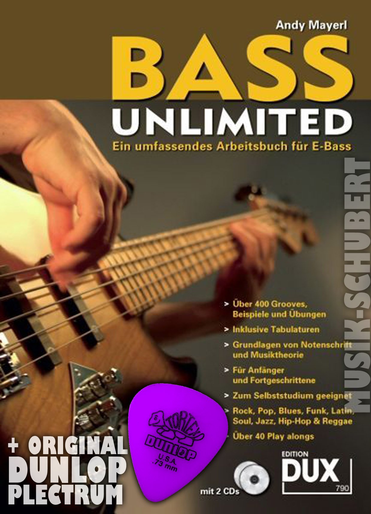 BASS Unlimited (+ 2 CDs) im Ringeinband inkl. Plektrum - EIN umfassendes Arbeitsbuch für E-Bass mit über 500 Grooves in Noten und Tabulatur und über 40 Play-alongs - ideal auch zum Selbststudium