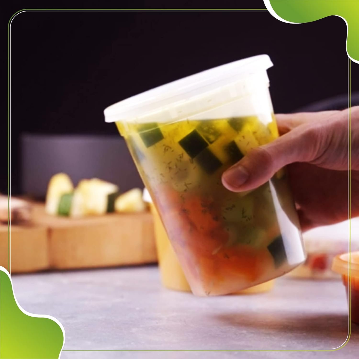 Deli Containers with Leakproof Lids-60 Sets [ 20sets-8oz, 20sets-16oz, 20sets-32oz] BPA-Free Plastic Microwaveable Clear Food Storage Container Premium Heavy-Duty, Freezer & Dishwasher Safe… - Image 5