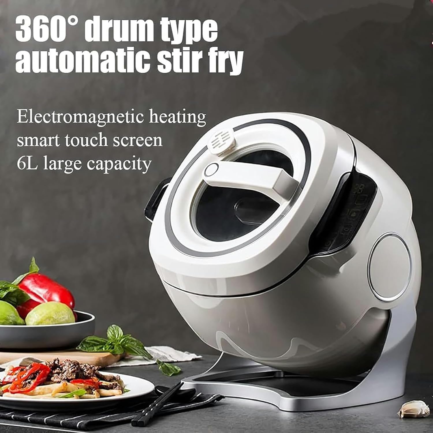 Wzglod Intelligent Automatic Cooking Machine, 6L auto Cooking Wok Fried Rice Machine,One-Click Smart Start, Three Speed Adjustable, for Stir Frying, Stewing, Cooking