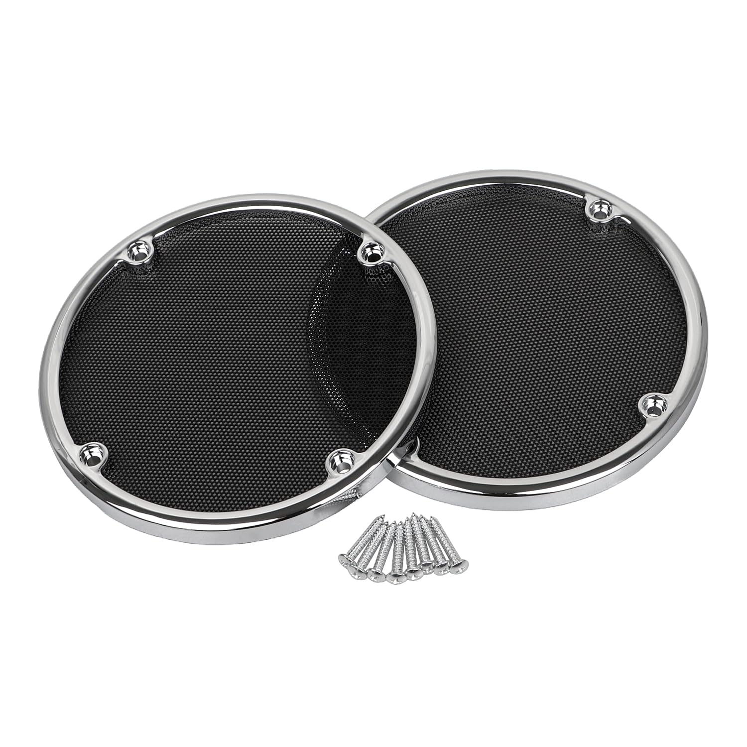 Black+Chrome Rear Speaker Trim Grills Mesh Covers Fit for Harley Street Glide Electra Glide Ultra Classic FLHTC FLHX 2006-2013