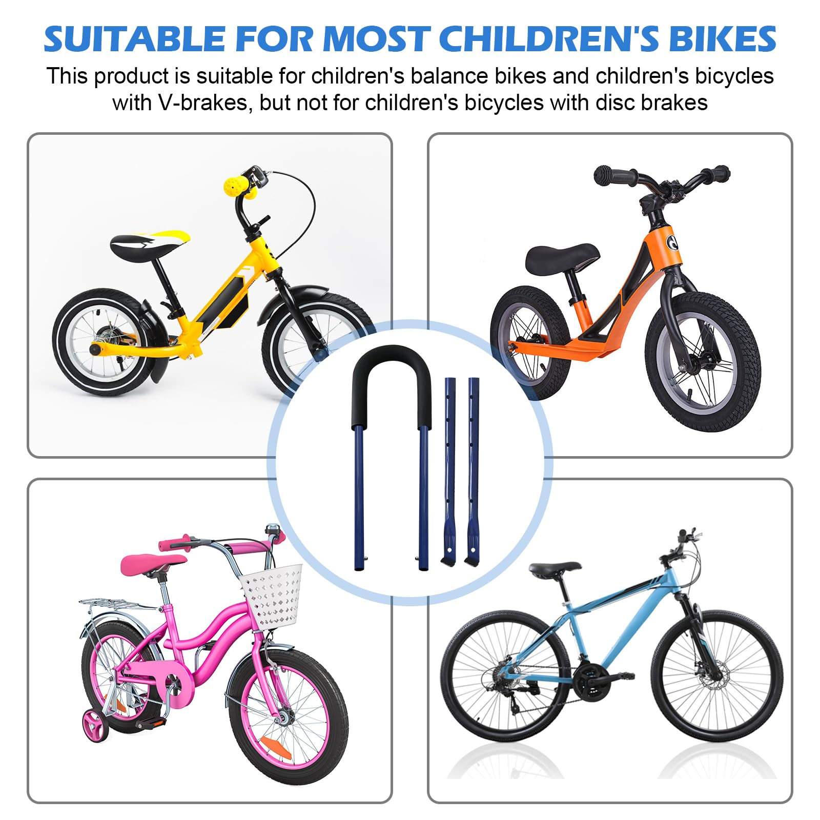 BYZESTY Maniglia per Allenamento Bici, Barra di Spinta per Equilibrio, Asta di Supporto per Bicicletta per Bambini, Arra Genitore, Maniglia di Spinta di Sicurezza, Barra di Spinta per Equilibrio(Blu)