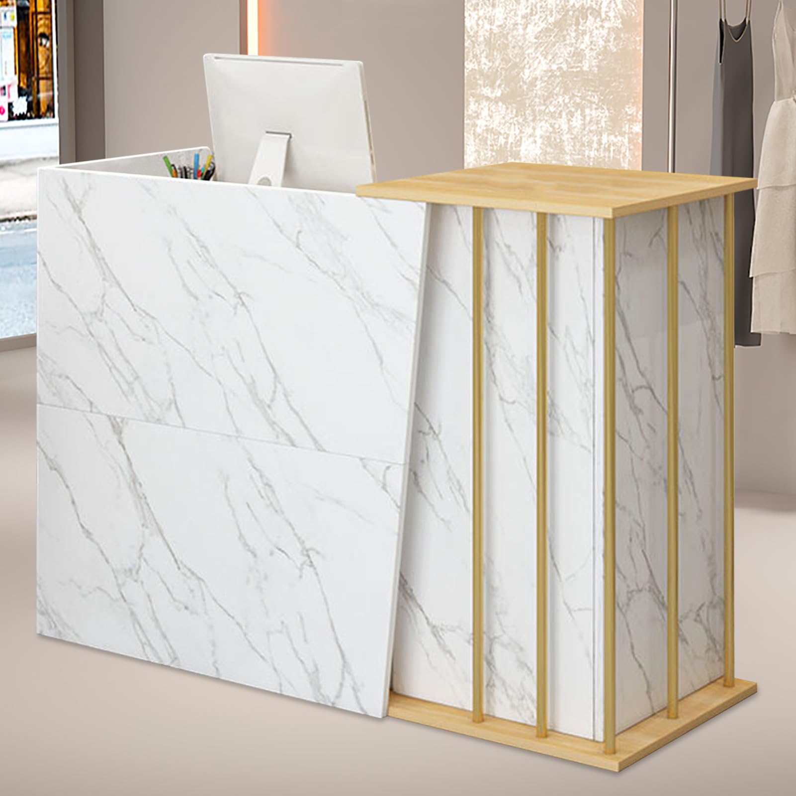 Table de réception 120 cm idéale pour aménager un hall d'accueil ou un salon esthétique