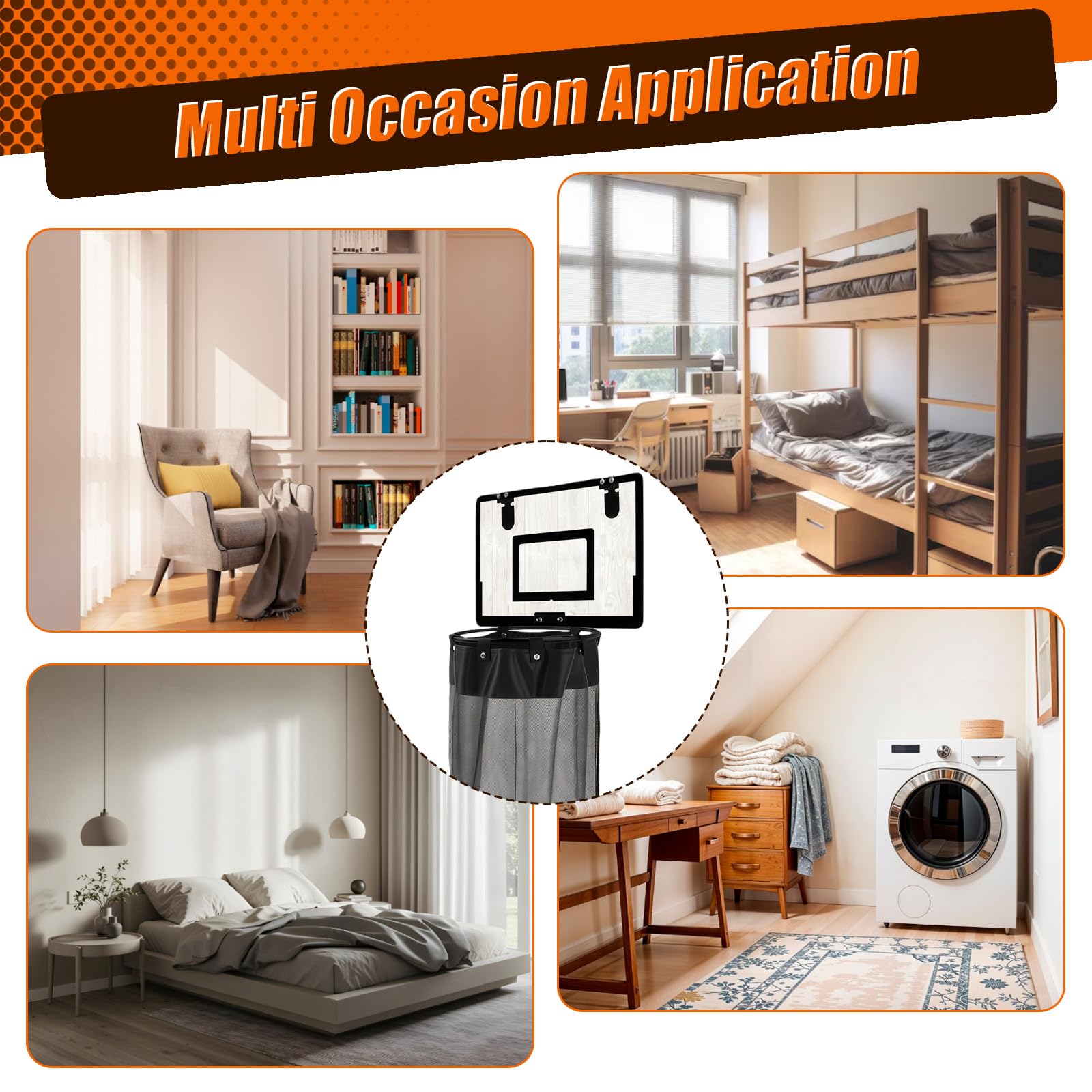 2-in-1 Basketballkorb Wäschekorb Hängender Mini Basketball Korb Tür Wäschesammler aus Holz mit Reißverschluss für Zimmer Badezimmer Wohnheim, Geschenk für Kinder und Erwachsene