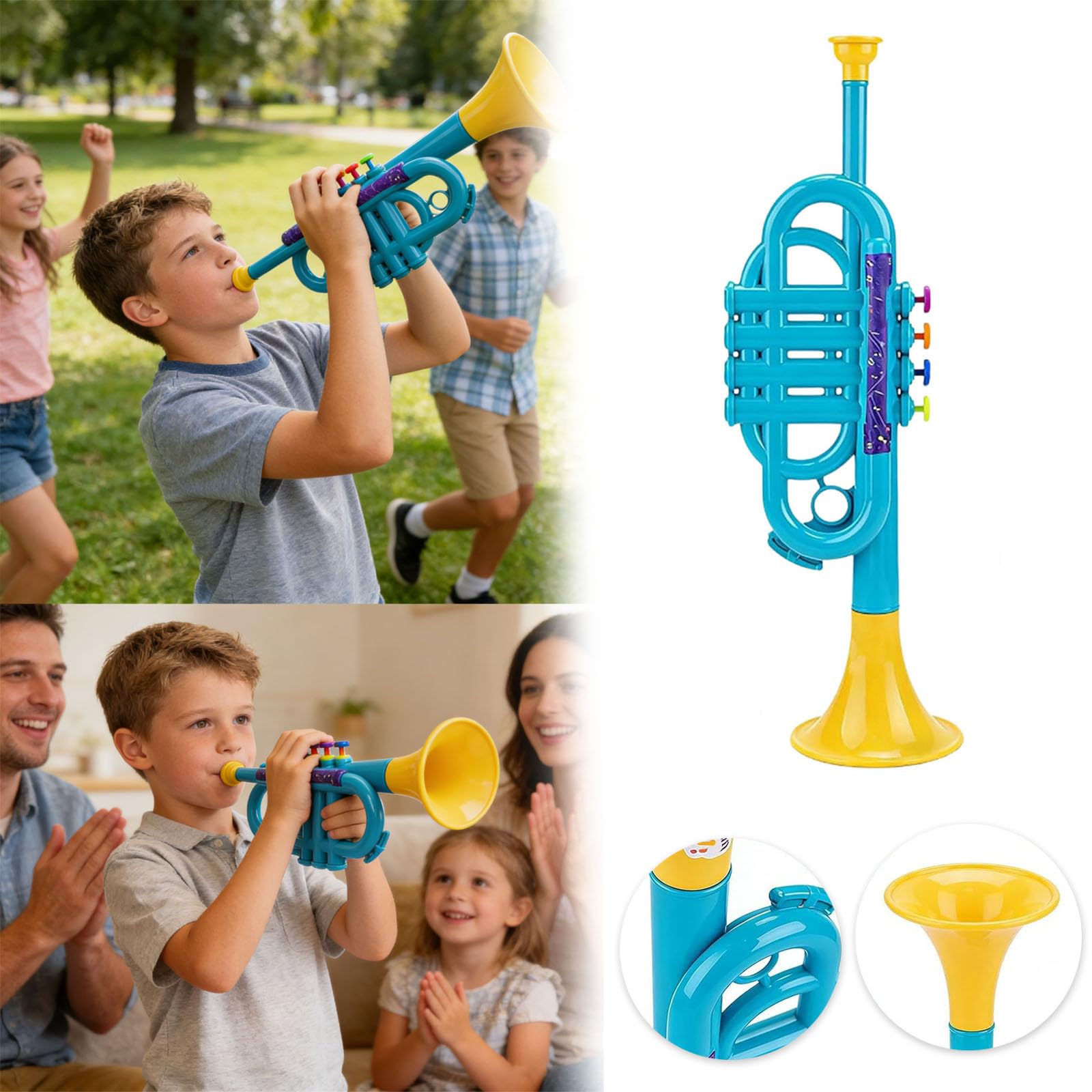 Generisch 2026 Trompeta de juguete para padres interactivos instrumentos musicales simulados trompeta niña guardería escuela (azul cielo, 35 x 10 x 8,5 cm)