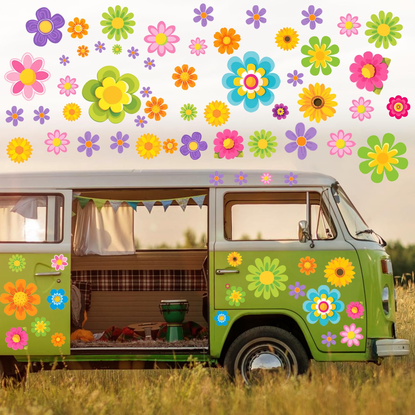 86 PCS Autoaufkleber,Blume Auto Aufkleber,Blumen Auto Dekorationen Zubehör Car Sticker Deko Vinyl Wandaufkleber Fenster Aufkleber für Geländewagen Wohnmobil Karosserie Seitentür Kofferraum