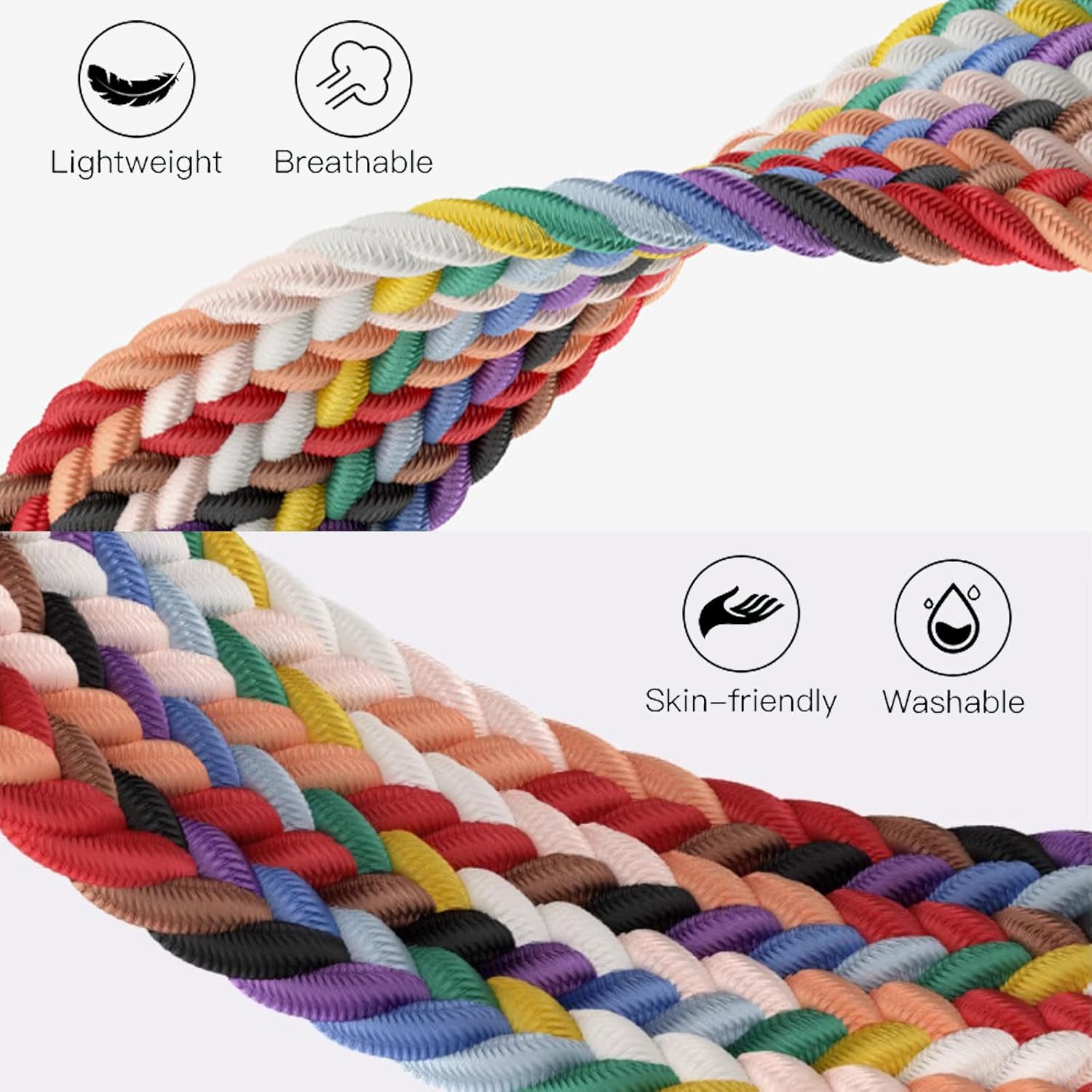 Harikiri тканевый ремешок с магнитной застежкой совместимый с Huawei Band 8 9 10 для мужчин и женщин дышащий регулируемый разноцветный 2 шт.