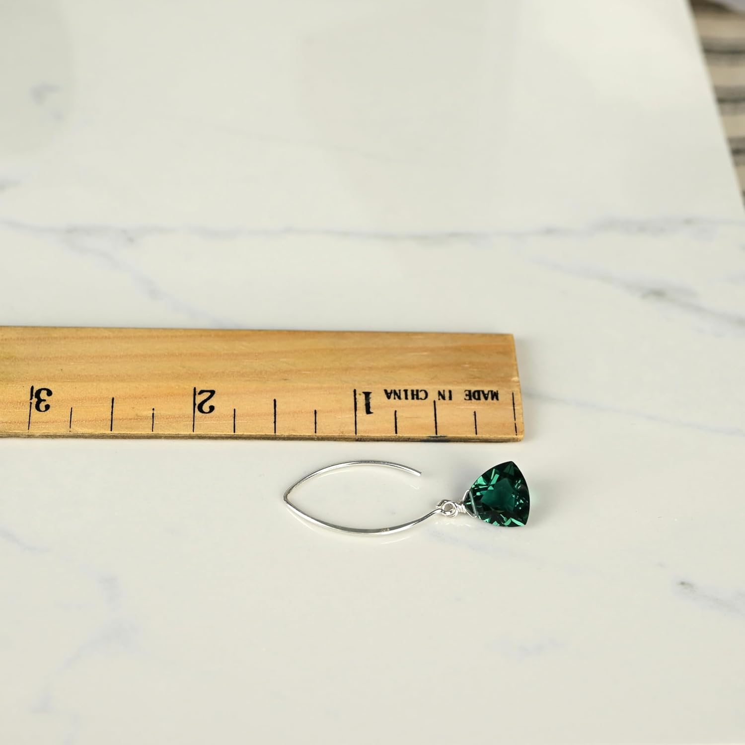 Emerald Green Quartz Trillion Sterling Silver Earrings - Image 8