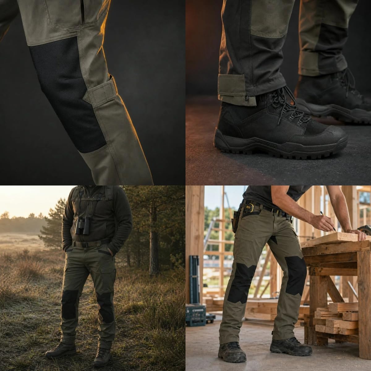 didelia - Il Pantalone tattico Che resiste a Tutto, Set 2 Pezzi | Tessuto ripstop DWR idrorepellente, 7 tasche cargo, ginocchia rinforzate, vita elastica per lavoro outdoor