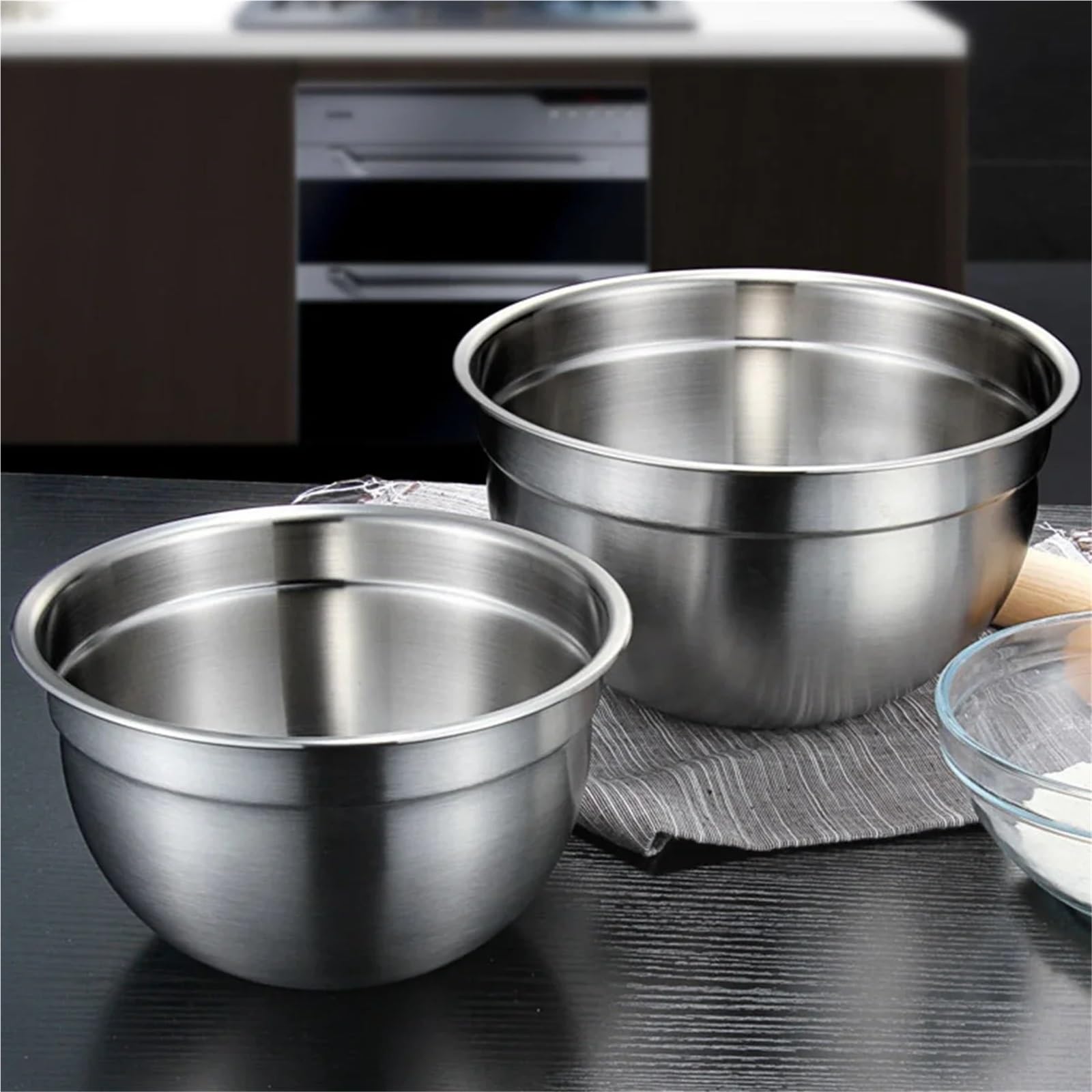 Bol De Acero Inoxidable Juego de 6 cuencos acero inoxidable for mezclar, for cocina, comedor, ensalada, for cocinar, hornear y almacenar alimentos(14-24cm)