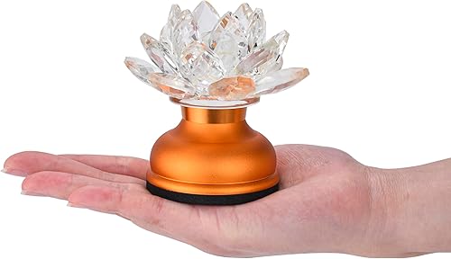 Miniatura 8 de Lámpara budista de loto esmaltada con llama simulada LED, oferta de luz ante Buda, equipada con base de aleación - 2.95 pulgadas