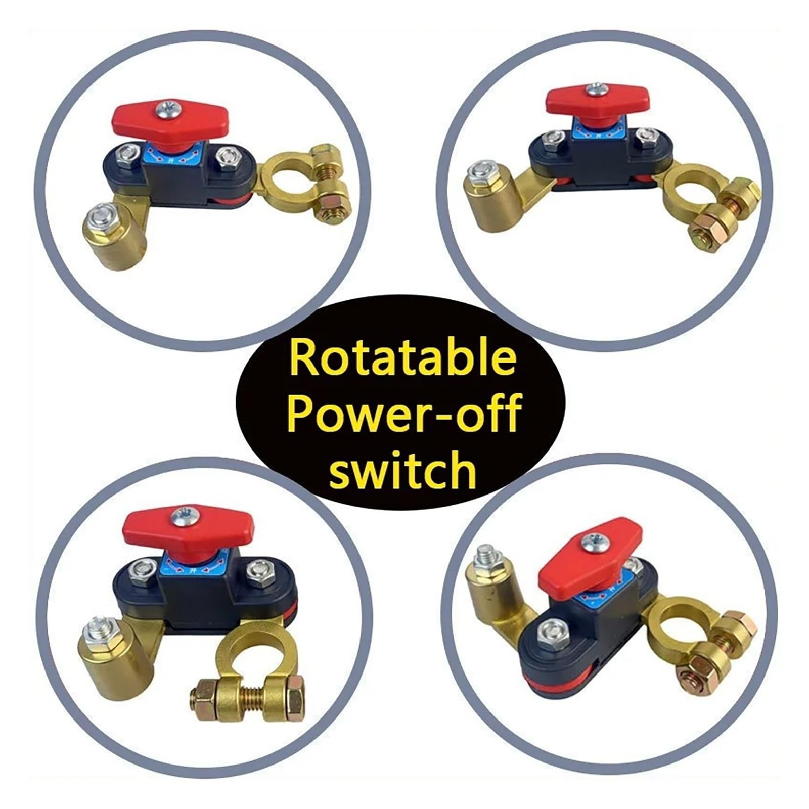 Przełącznik odłączany z baterią 12 V/24 V, Heavy Duty Double-Sided Rotary Anti-Lakage Master Power Cut Kill Isolator for Car Truck RV Marine Boat (Pure Copper A)