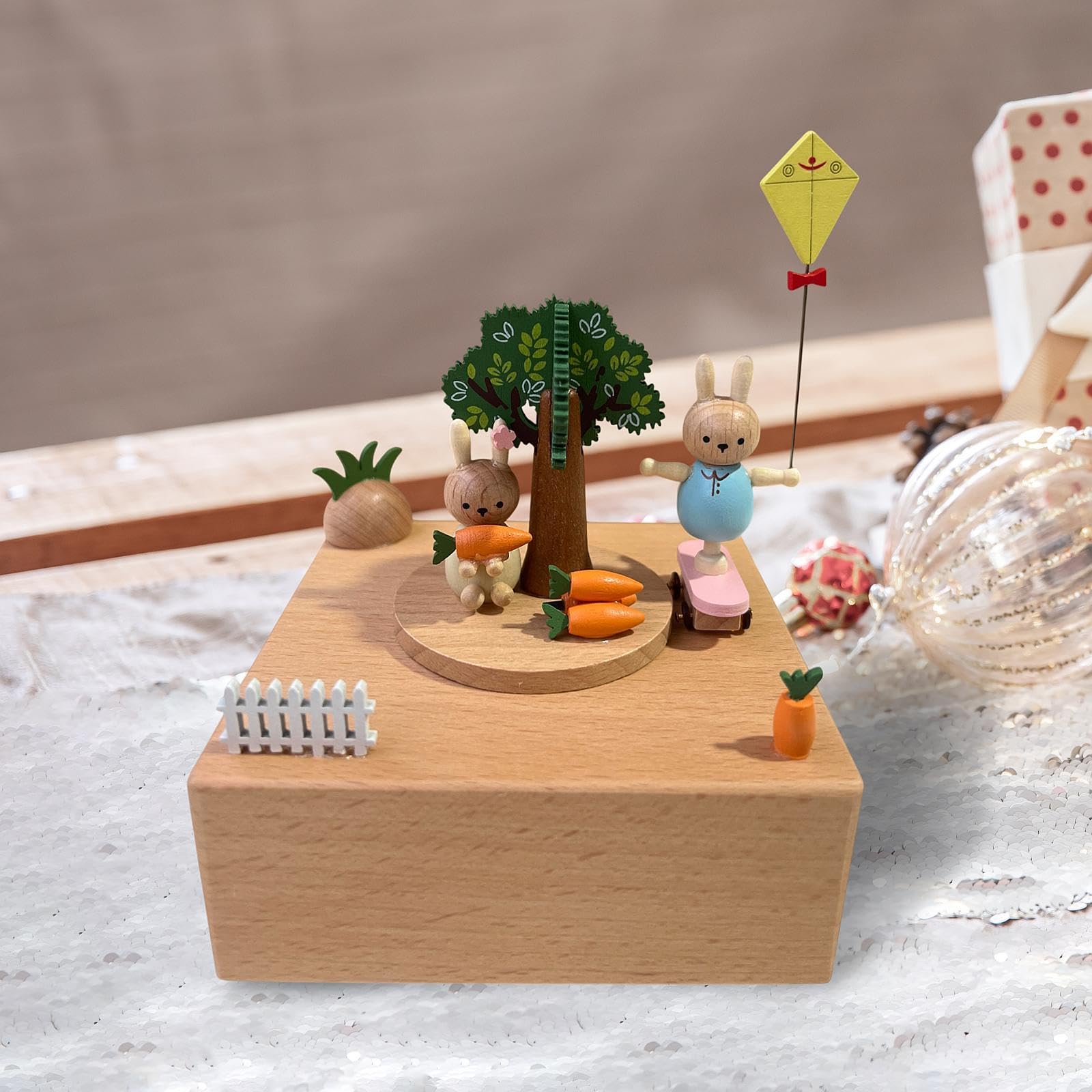 Caja de Música de Madera con Función Giratoria única, Estilo a, Individual