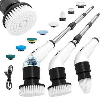 Brosse Electrique Nettoyage, Brosse de Nettoyage Electrique 9 en 1 avec 8 Têtes de Rechange pour Salles de Bains, Cuisines, Cuisinières, Salons, Fenêtres, Carrelages, Voitures, Sols