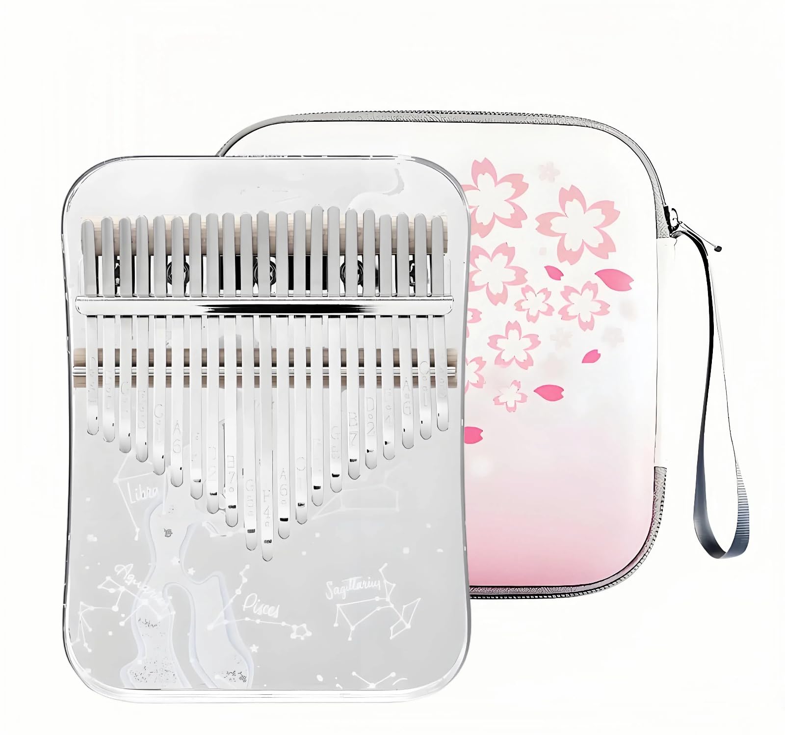 Kalimba 21 Schlüssel, Crystal Fingerklaviere，Professionelle Daumenklavier Carlimba, Mbira Instrumente für Erwachsene und Kinder (Weiß)