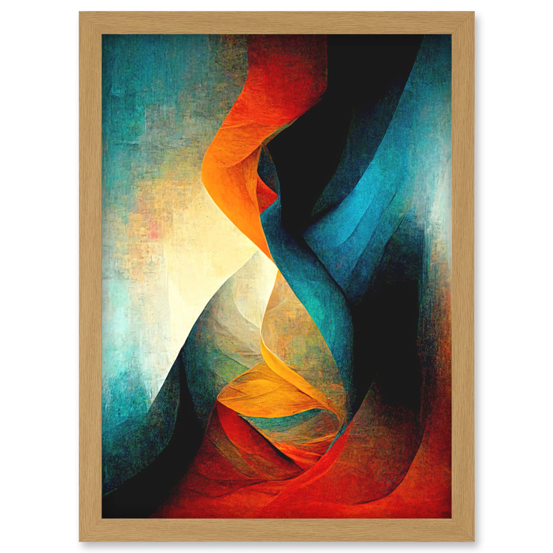 Abstract Modern Acrylic Painting - Organic Red Blue Orange Artwork - Framed Wall Art Print
