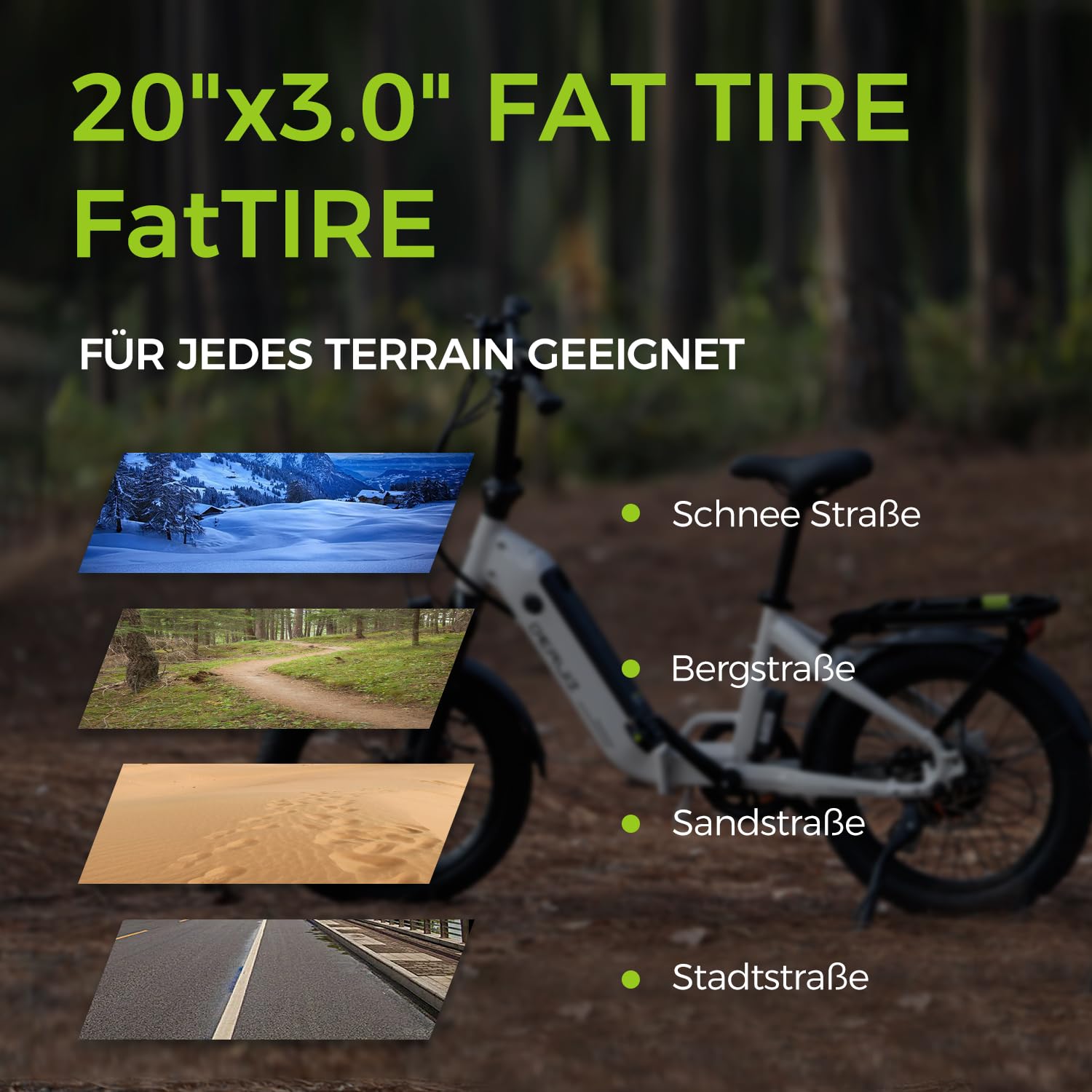 DERUIZ E Bike Peridot 2.0 Gen.E Bike Herren Klapprad Elektrofahrrad 20 * 3.0-Inch Ebikes 48V 500Wh Akku 8-Gang,Hydraulische Bremsen,Faltbares Pedelec-150 KM