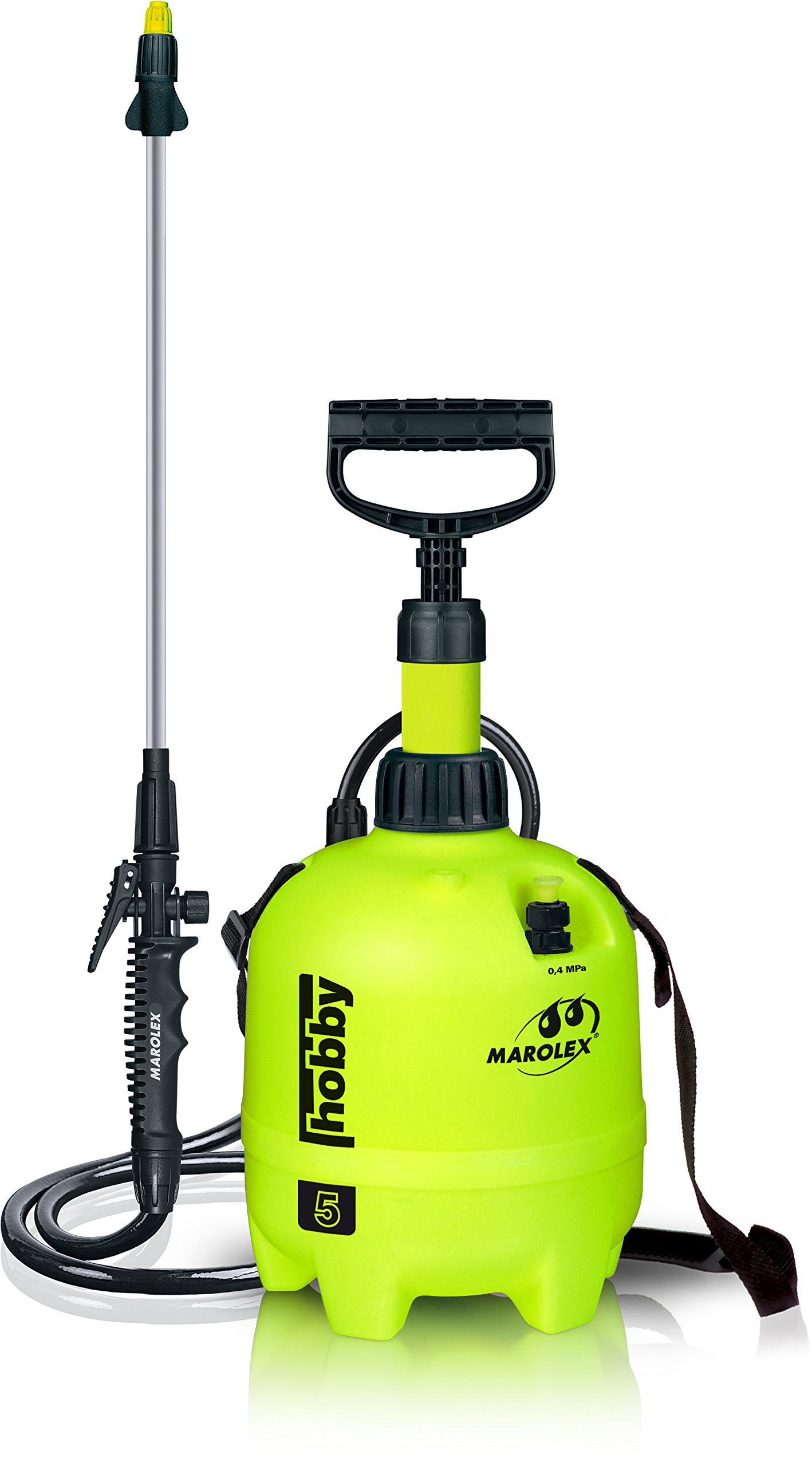 MAROLEX HOBBY5 – Pulverizador manual con bomba con lanza recta y correa – 4 bar Max – para jardinería – Capacidad 5 L