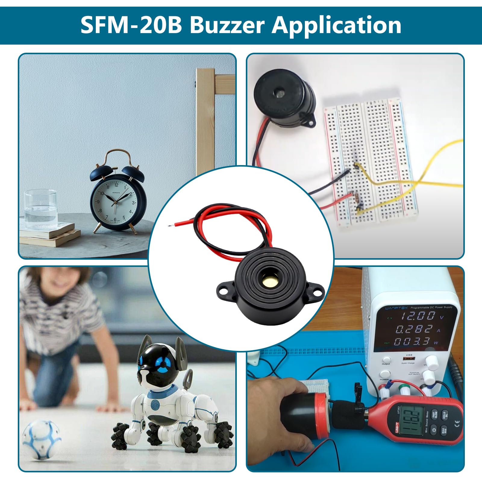 SFM-27 95DB Cicalino elettronico Binghe 5 Pezzi SFM-27 DC 3-24V Sirena di Allarme Elettronica Piezo Attivo Buzzer Adatto per articoli elettronici Compatibile con Arduino