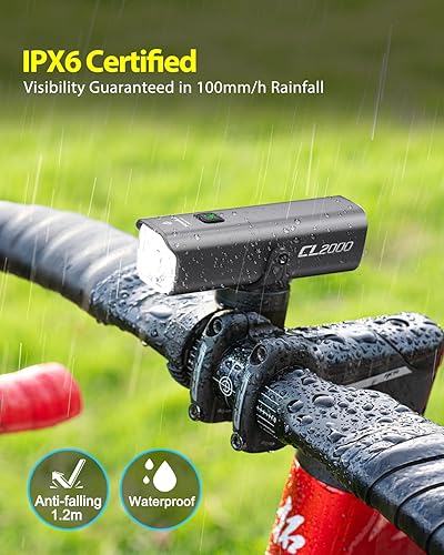 Miniatura 7 de TOWILD CL2000 Luces de bicicleta para montar por la noche,2000LM Super brillante bicicleta faro delantera,Luz delantera impermeable para bicicleta