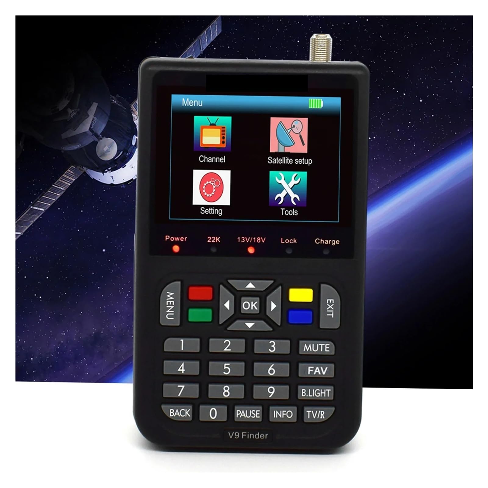 Cyfrowy miernik z celownikiem satelitarnym V9 z 3,5-calowym wyświetlaczem LCD DVB-S2 HD do wykrywania sygnału instalacji anteny Wyczyść wyświetlacz