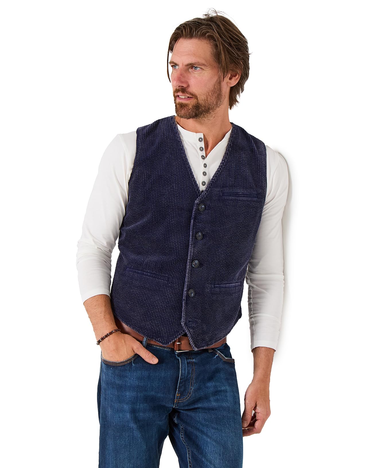 Joe Browns Men's Stylish Cord Front Waistcoat Blazer, Navy, 44
