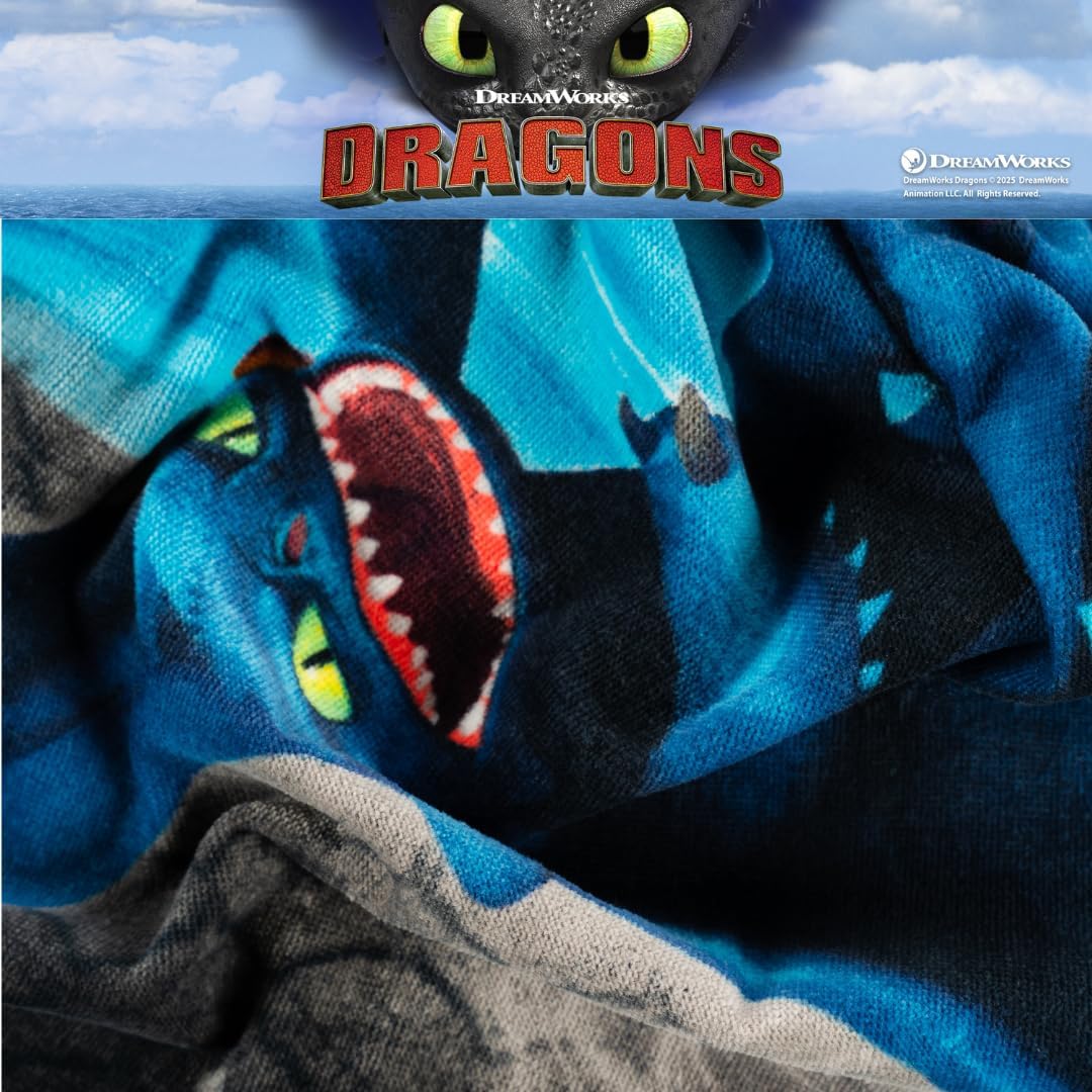 How to Train Your Dragon Toothless Kids Super Soft Cotton Bath/Pool/Beach Towel, 58 in x 28 in, (Offically Licensed Product) by Franco