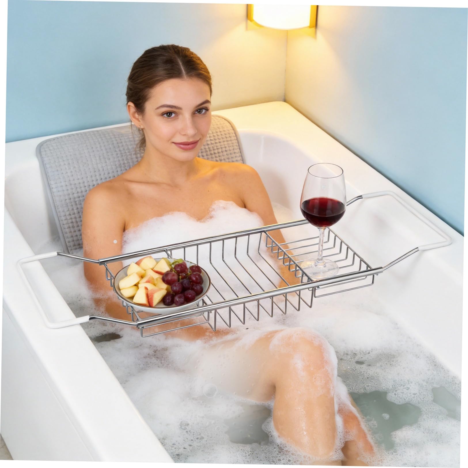 Plateau de Bain pour Baignoire Télescopique en Acier Inoxydable