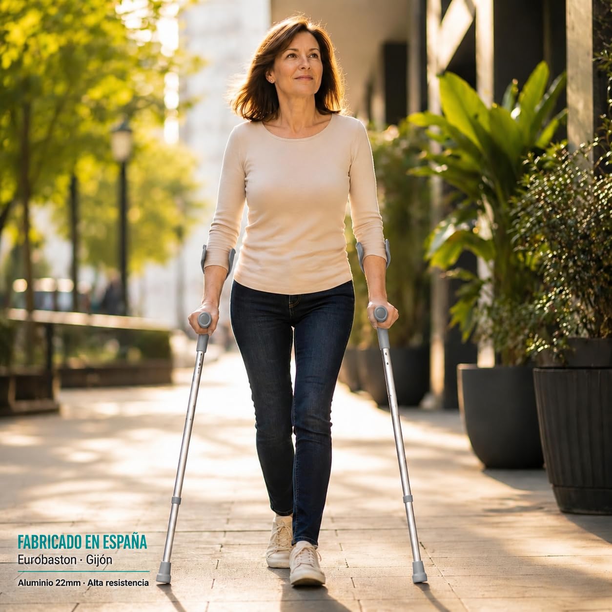 Par de Muletas Adulto Ortopédicas. Muletas Regulables en Altura hasta 7 Posiciones. Muletas Adulto Mujer como Muletas Adulto Hombre. Muleta De Aluminio. Muletas con Contera Antideslizante. Color Gris