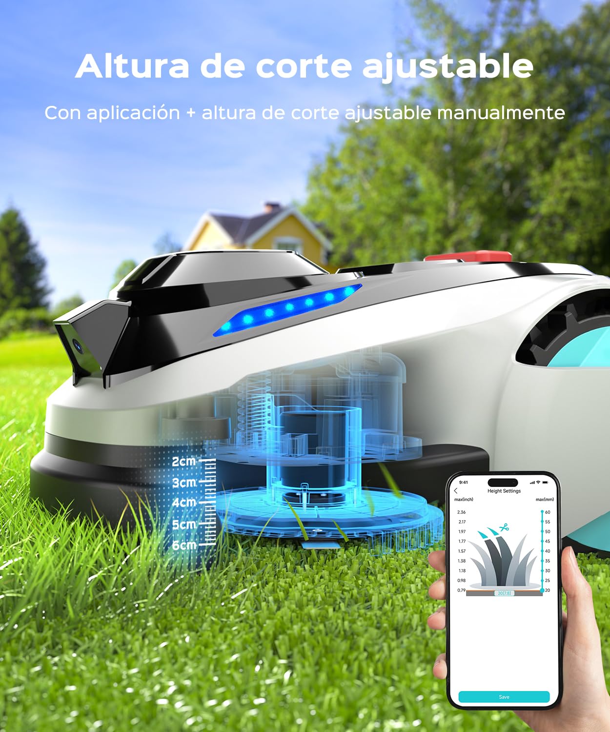 (2026 Upgrade) YARDCARE N1600 Pro Robot cortacésped sin Cable perimetral, Recomendado para 1600 m² – con Corte en U, RTK & visión IA, Control Mediante App, gestión multizona y Pendientes hasta 45%