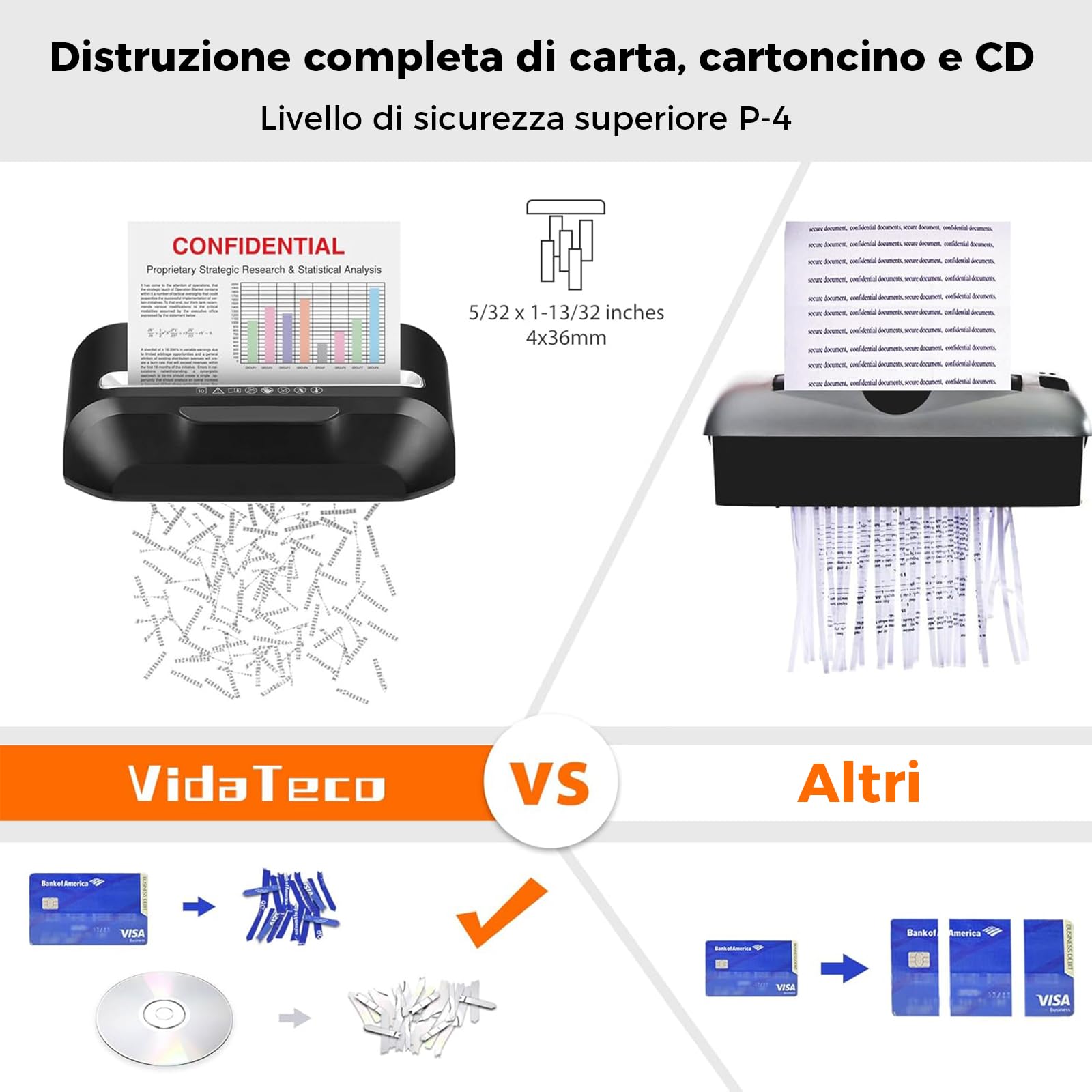 Distruggidocumenti a Taglio Incrociato, Trituratore di Documenti da 10 Fogli, Trituratore per Carta/Carte di Credito per Ufficio Domestico,Sicurezza elevato P-4, CestinoEstraibile da 14 l, nero