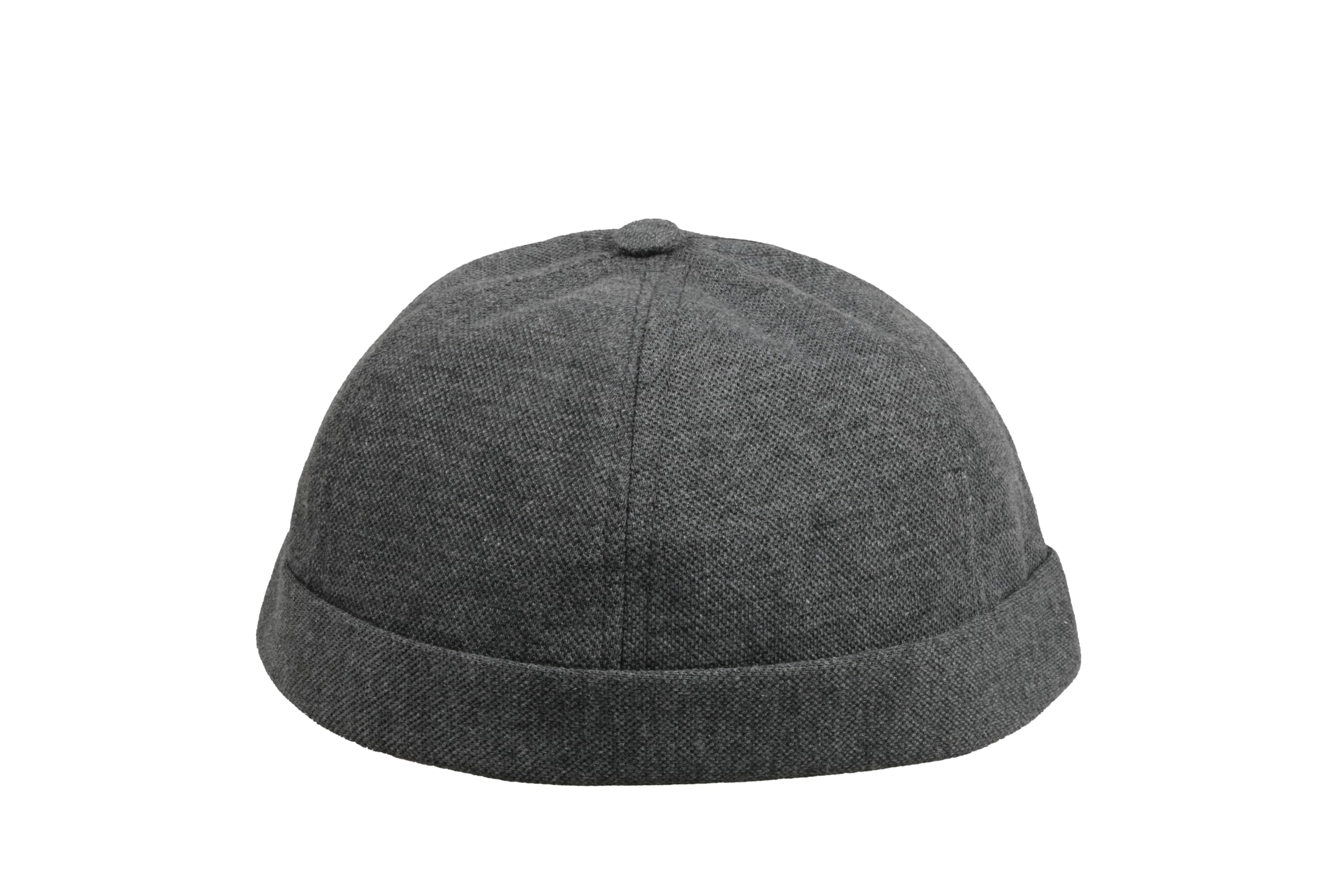 HATSQUARE Cotton Docker Cap, Unisex Brimless Cap, Men Skull Cap, Brimless Beanie Hat, Men Women Cuffed Hat - Gray