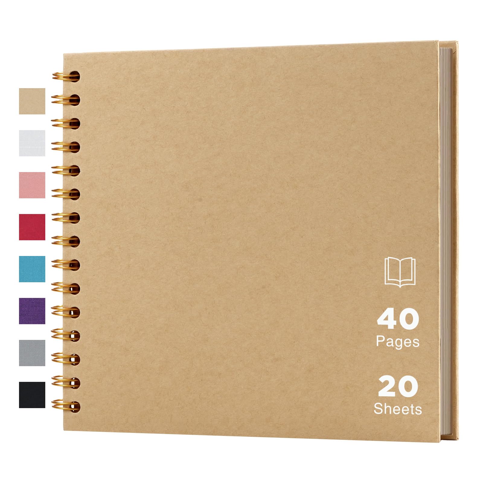 potricher 8 x 8 Inch DIY Scrapbook Album 40 Pages Hardcover Kraft Paper Scrap Book Photo Albums Memory Book for Wedding and Anniversary Family (Yellow  8 Inch)