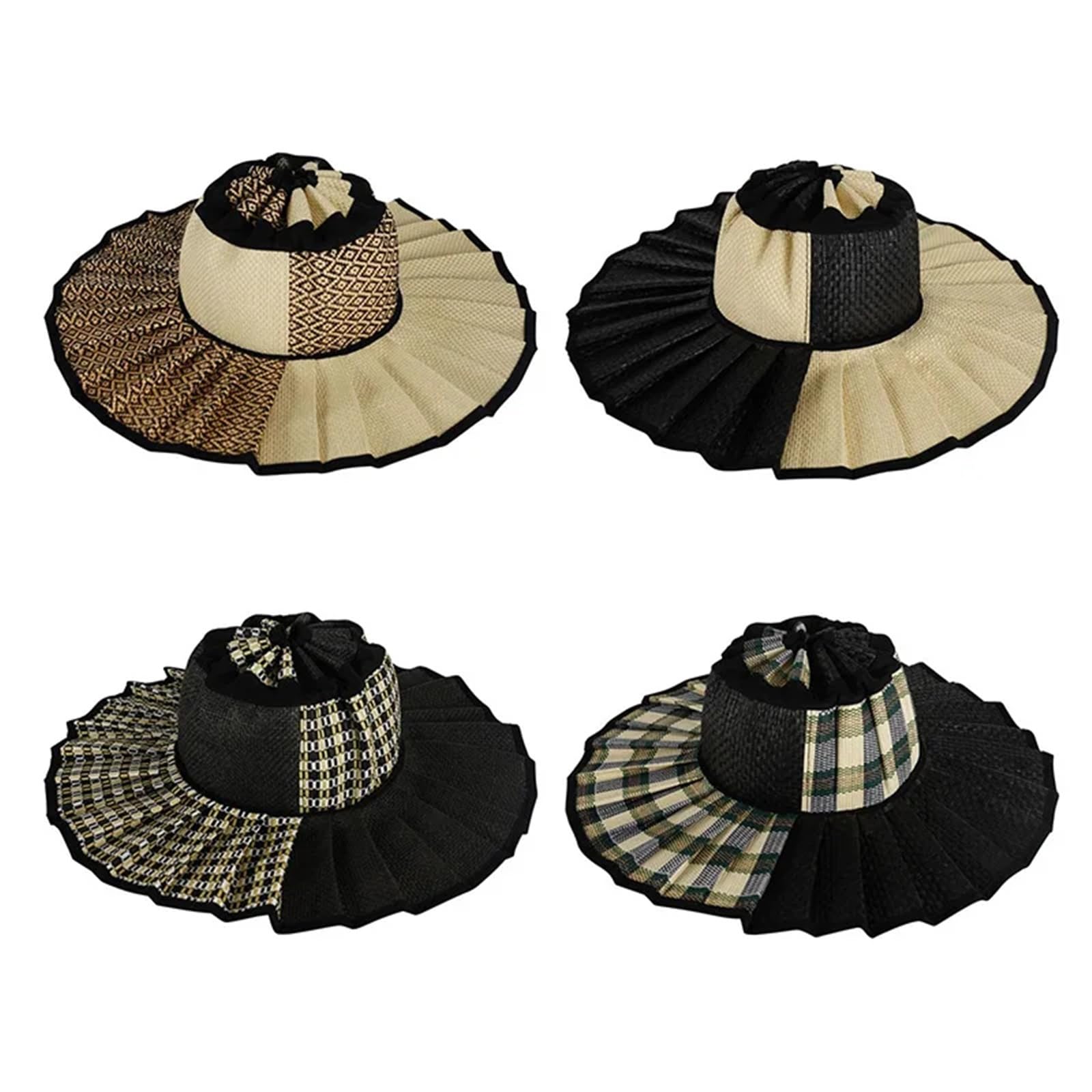 Sombrero Paja S/M/L/XL Primavera Verano Casual a Cuadros Sombreros de Sol ala Ancha for Mujeres Hombres Sombrero sombrilla al Aire Libre Paja Plegable Hombre