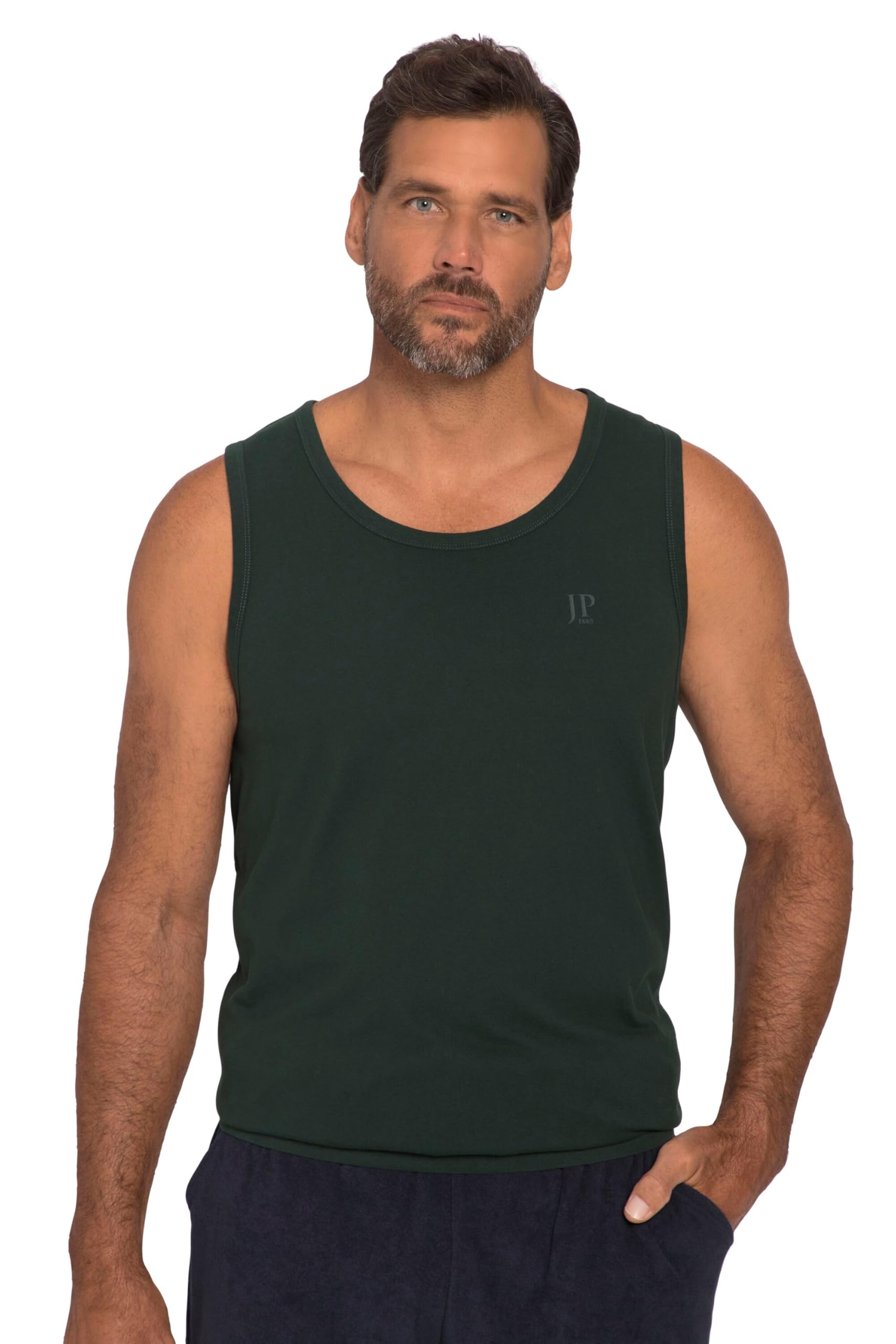 JP 1880 Men's Large Sizes Plus Sizes Menswear L-8XL Tank Top, Tummy Fit, Special Cut, up to 8XL 719783, fir Green, 4XL