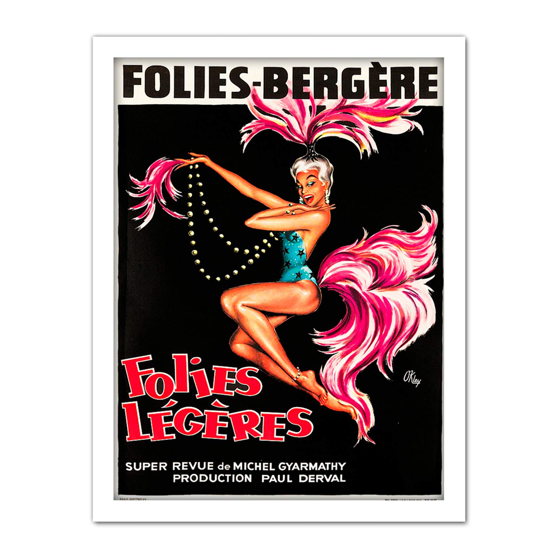 Wee Blue Coo Folies Bergere Cabaret Showgirl Artwork Framed Wall Art Print 18X24 Inch