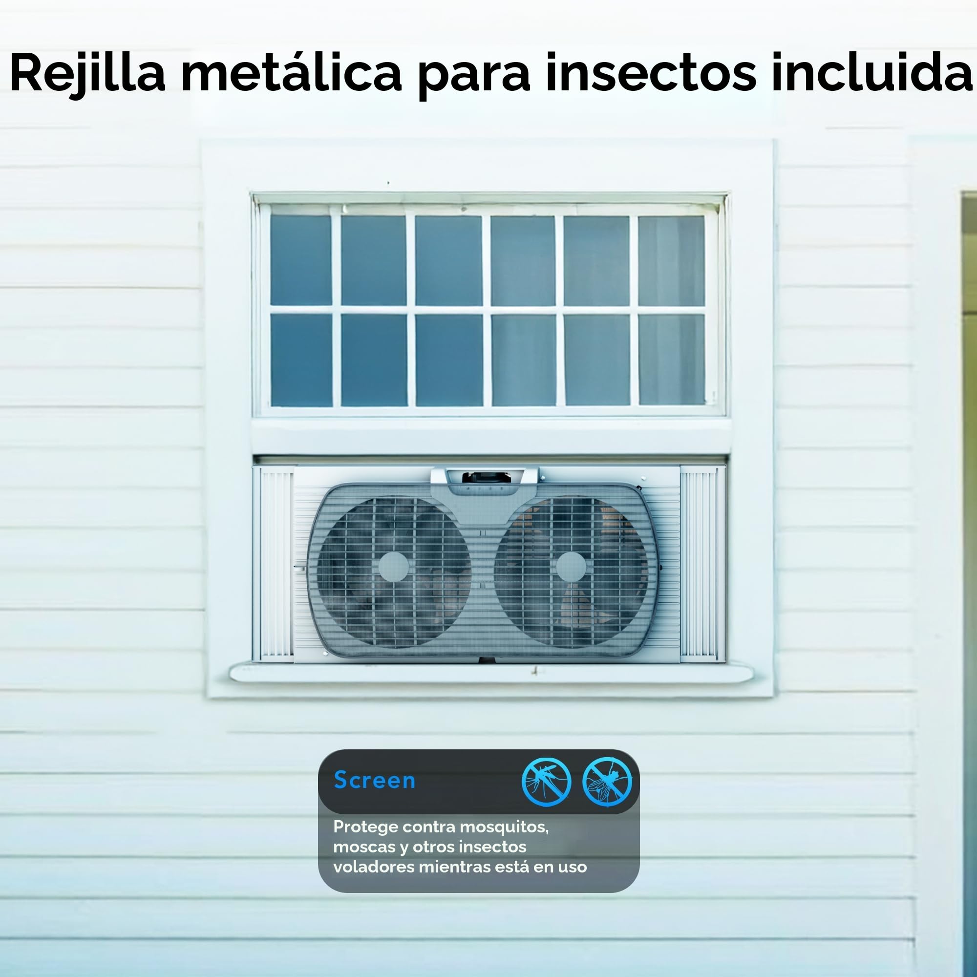 Comfort Zone Ventilador reversible de doble ventana de 9 pulgadas y 3 velocidades, ventilador de escape de ventana de doble hoja con expansores de bloqueo automático, 22.25 a 33 pulgadas de ancho