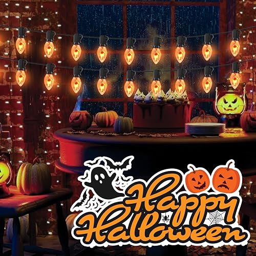 Miniatura 9 de Couah Bombillas de llama parpadeante de Thankgiving C7, bombillas de repuesto de llama transparente para lámparas de vela de ventana eléctrica, tira