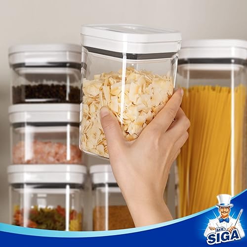 Miniatura 6 de MR.SIGA Juego de 8 recipientes herméticos para almacenamiento de alimentos, sin BPA, recipientes de plástico herméticos con tapas para cereales,