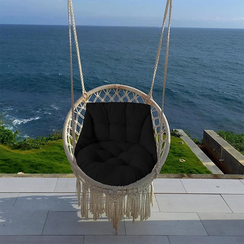 Cojín de Respaldo para Silla, Cojín para Hamaca con Respaldo, Cojín para Columpio Lavables, Cojines para Silla de Patio para Muebles de Exterior Interior (Color : Black)