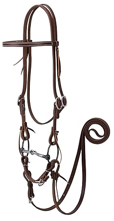 Weaver Leather 20-0365 Working Tack Bridle with Ring Snaffle Mouth Bit, Golden Chestnut