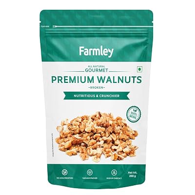 Farmley Walnut Broken Kernels | 200 g | Walnuts Without Shell, Akhrot, Dry Fruits, 100% Natural Akhrot, Rich in Proteins