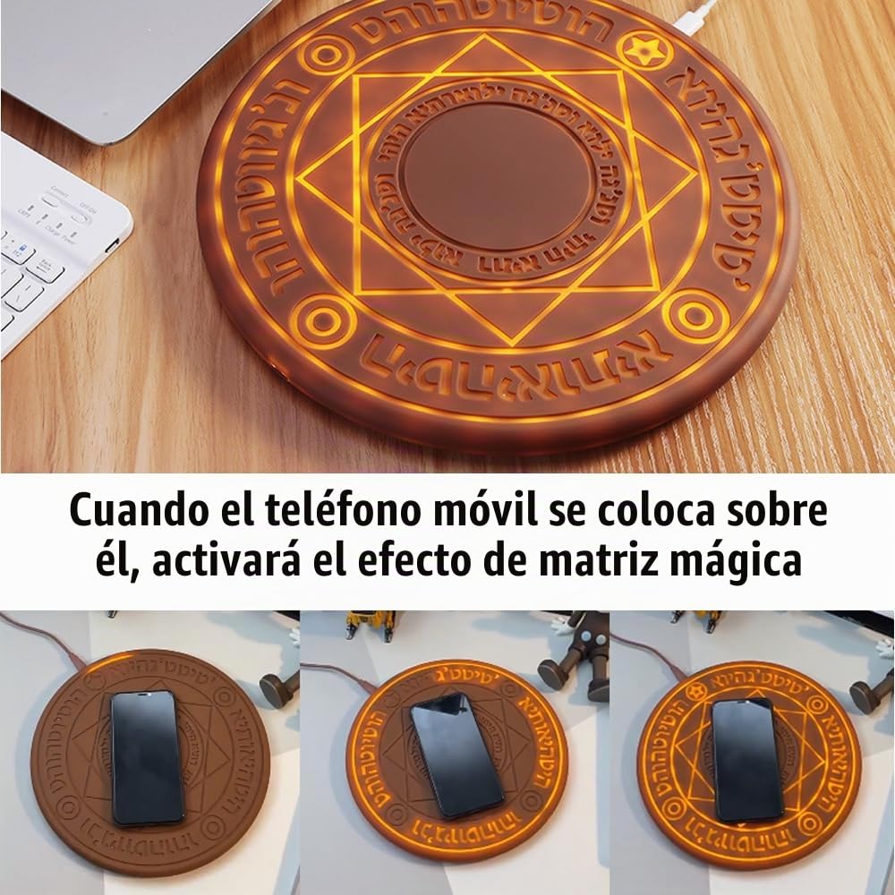 Gran Cargador Inalámbrico Magic Array, para Teléfonos Móviles Celulares De con Certificación Qi, Energía Móvil con Efecto Mágico, 10w,Gold