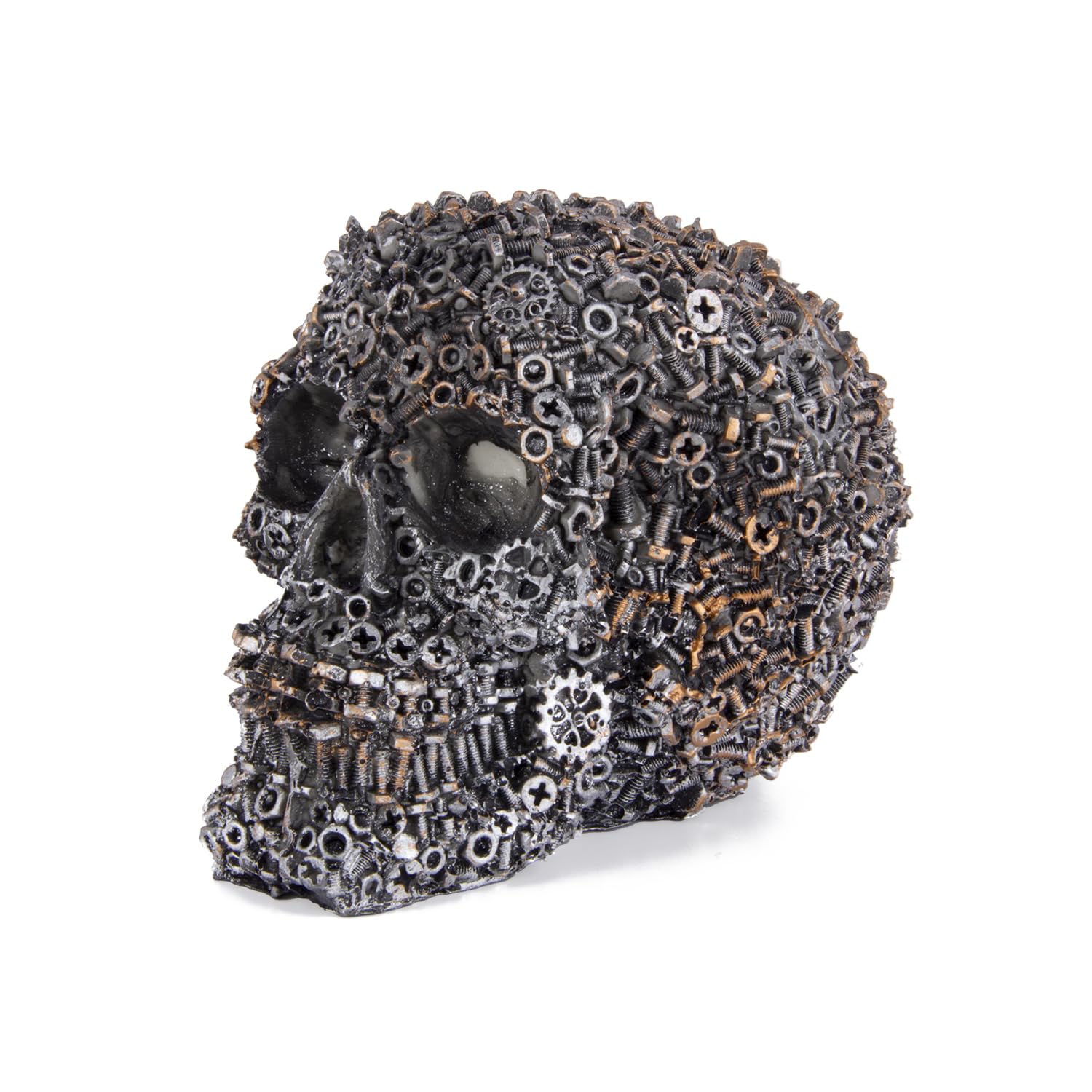 SARIHOSY] Adult Skull Model, Life Size Human Skull Model 1:1 - Realistic, Retro Screws, Halloween Skull Decorations Indoor,Resin Skull Head Props for Outdoor