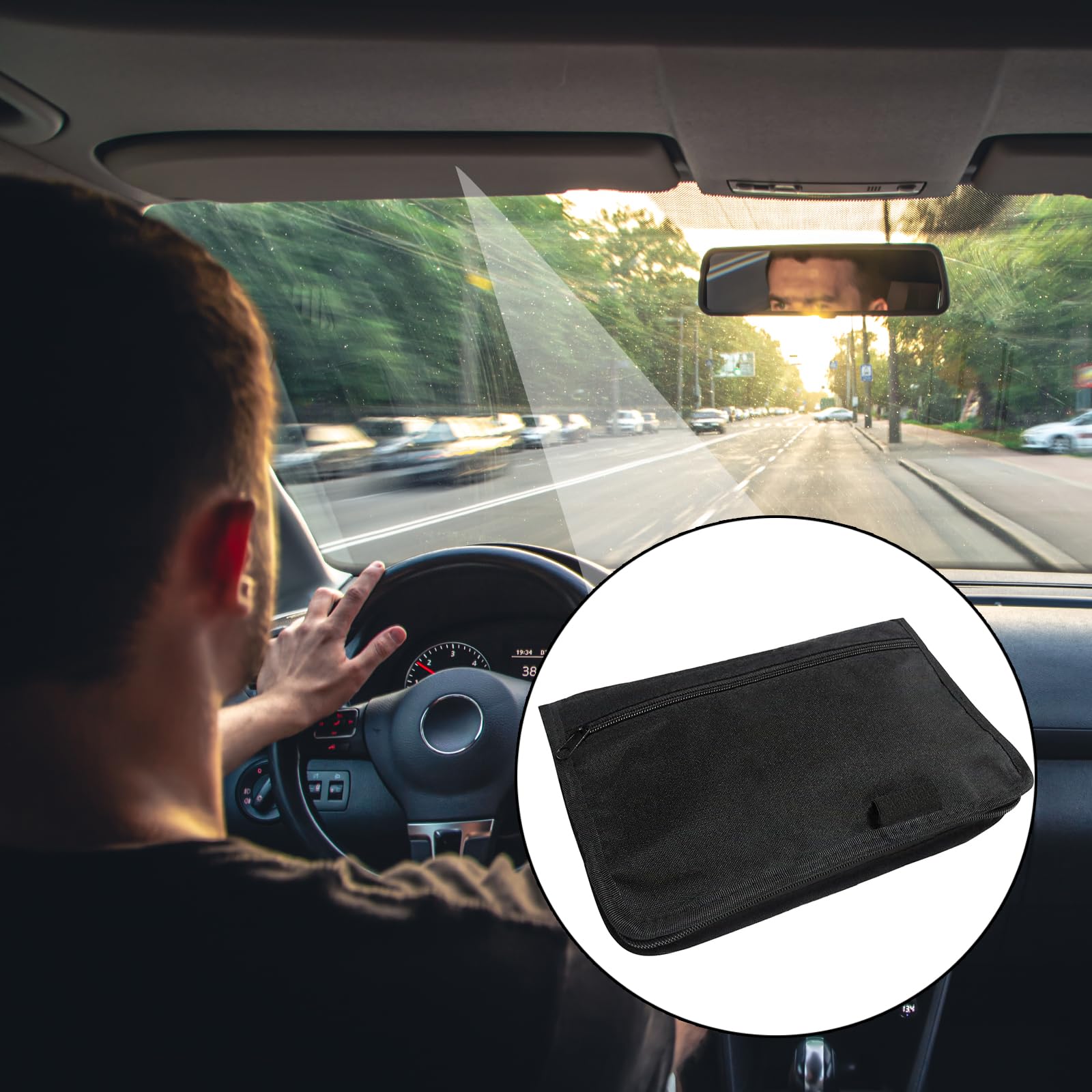 WiDream Carpeta De Coche, Organizador De Guantera, Bolsa De Almacenamiento Para Guantera De Coche, Funda Para Documentos De Vehículoscon Múltiples Compartimentos